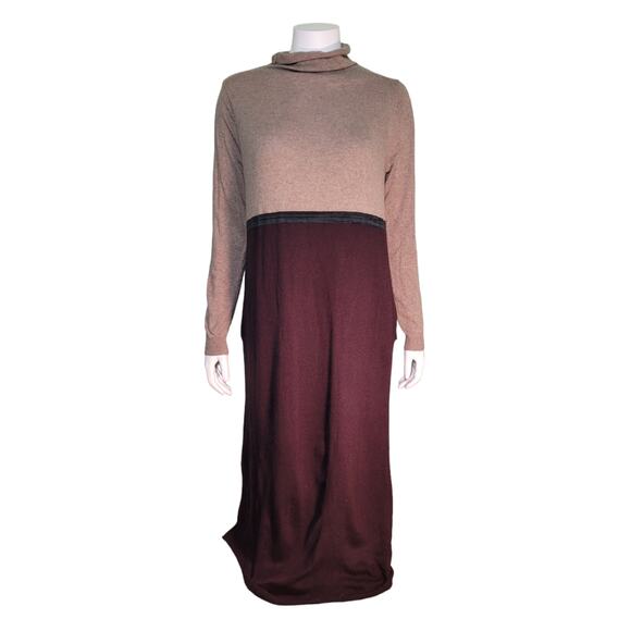 SWEETSALT Brown Rabbit Hair Blend Knit Long Sleeve Dress Sz Medium Modest Church - Picture 1 of 9